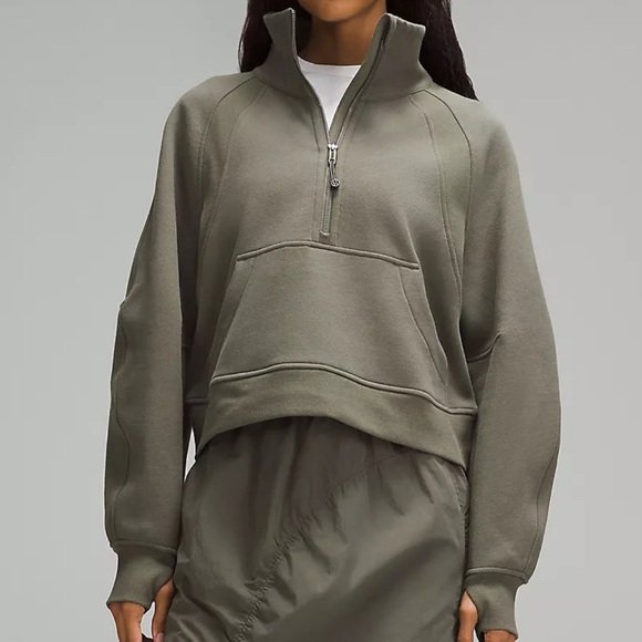 Lululemon Scuba Oversized Funnel Neck Half Zip- Army Green - Picture 1 of 4